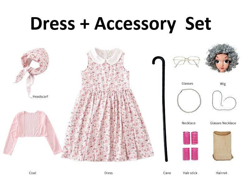 Girls Pink Old Lady Granny Costume – view 5