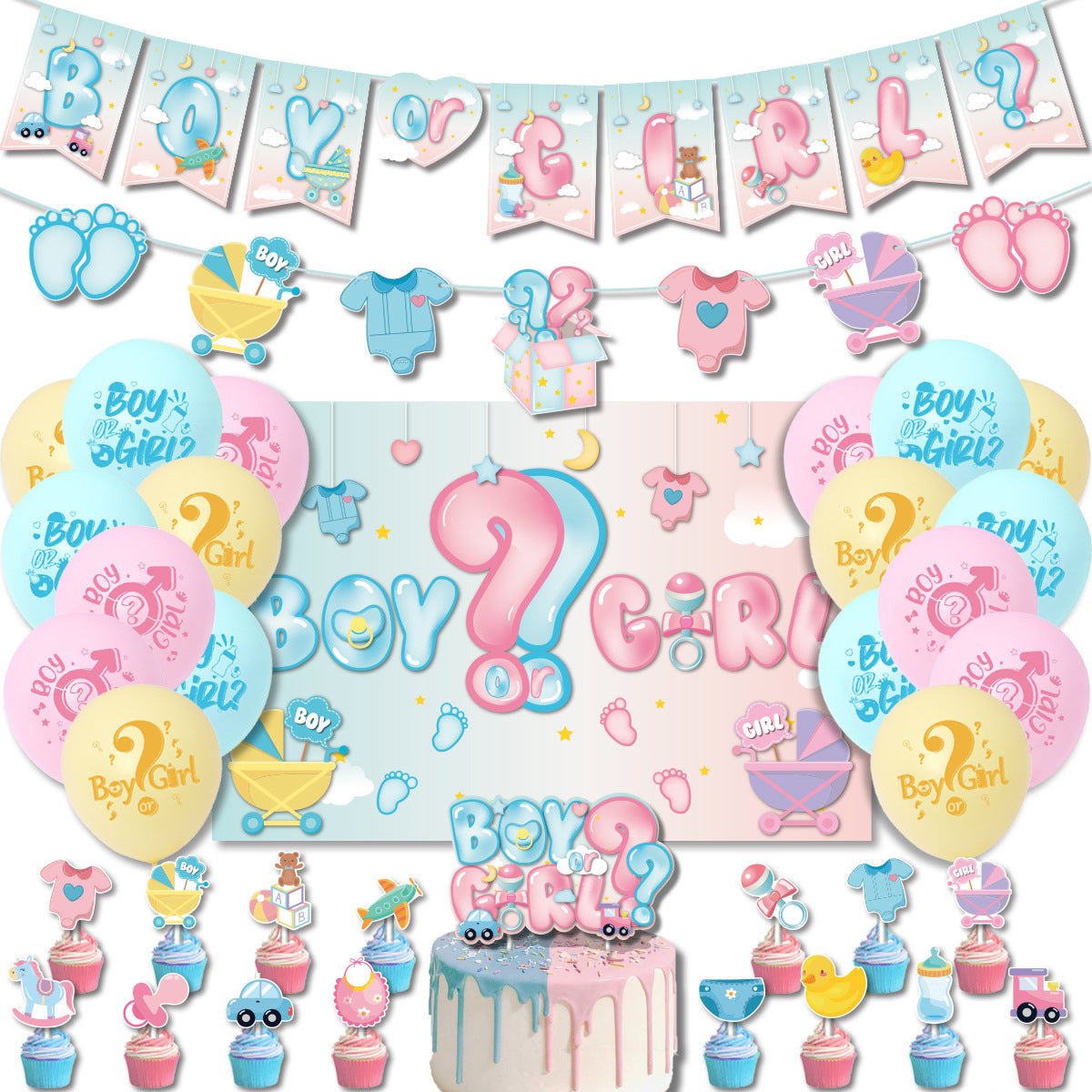 Gender Reveal Boy or Girl Birthday Party Decorations Set
