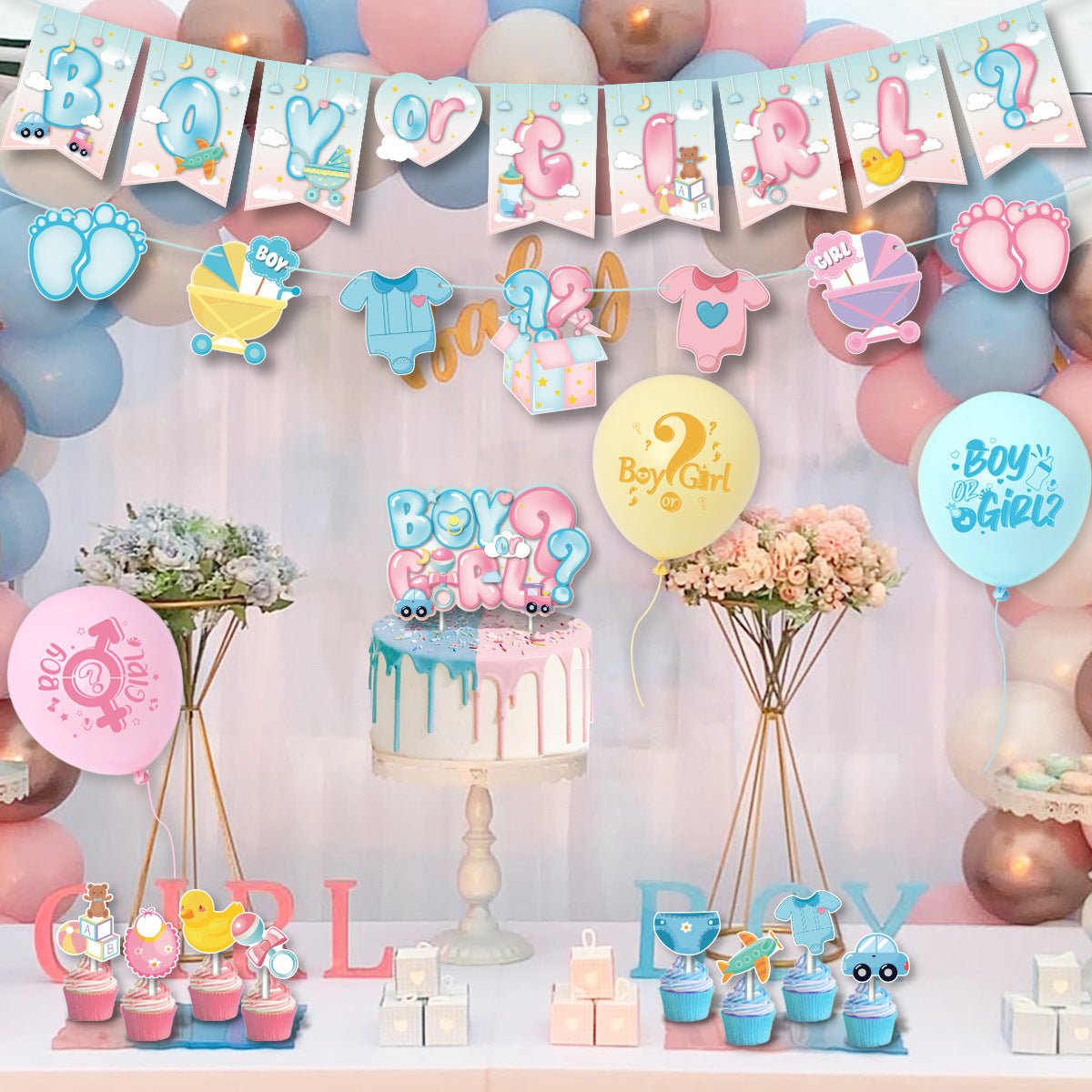 Gender Reveal Boy or Girl Birthday Party Decorations Set – view 7