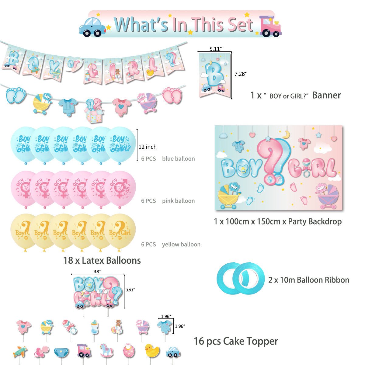 Gender Reveal Boy or Girl Birthday Party Decorations Set