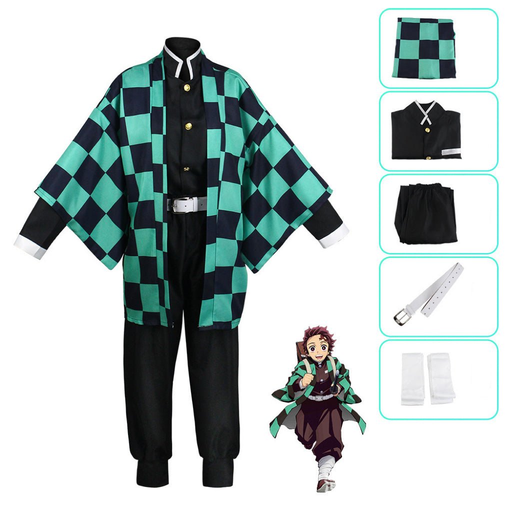 Green Checkered Warrior Anime Costume