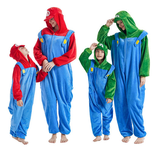 Red and Green Plumber Duo Kigurumi Onesie Pyjamas
