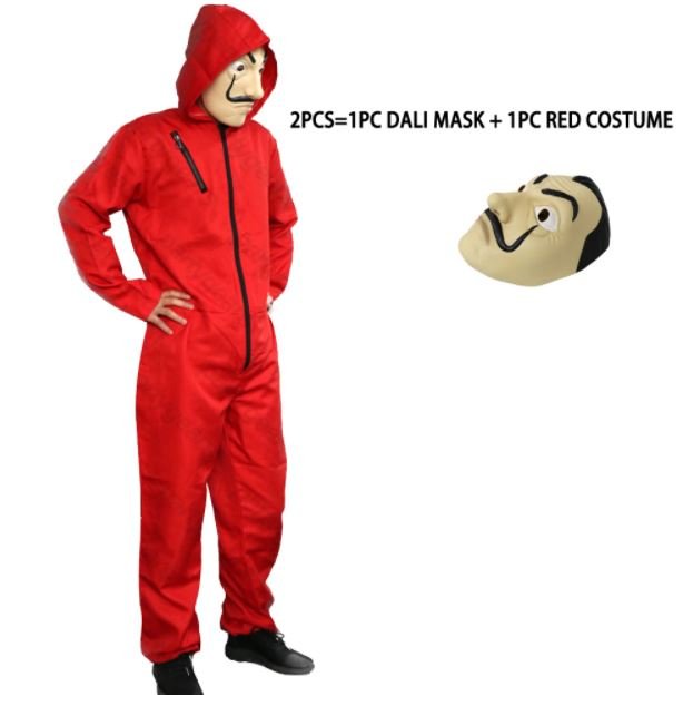 Red Heist Jumpsuit and Mask Costume