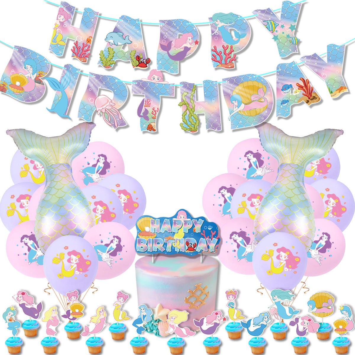 Mermaid Birthday Party Decorations Set