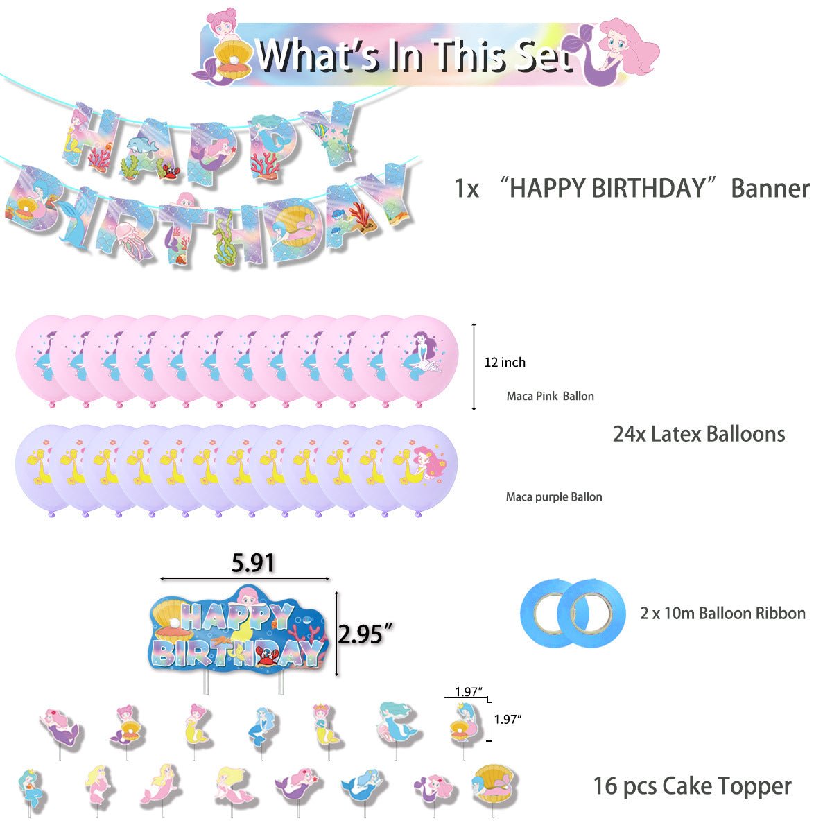Mermaid Birthday Party Decorations Set – view 3