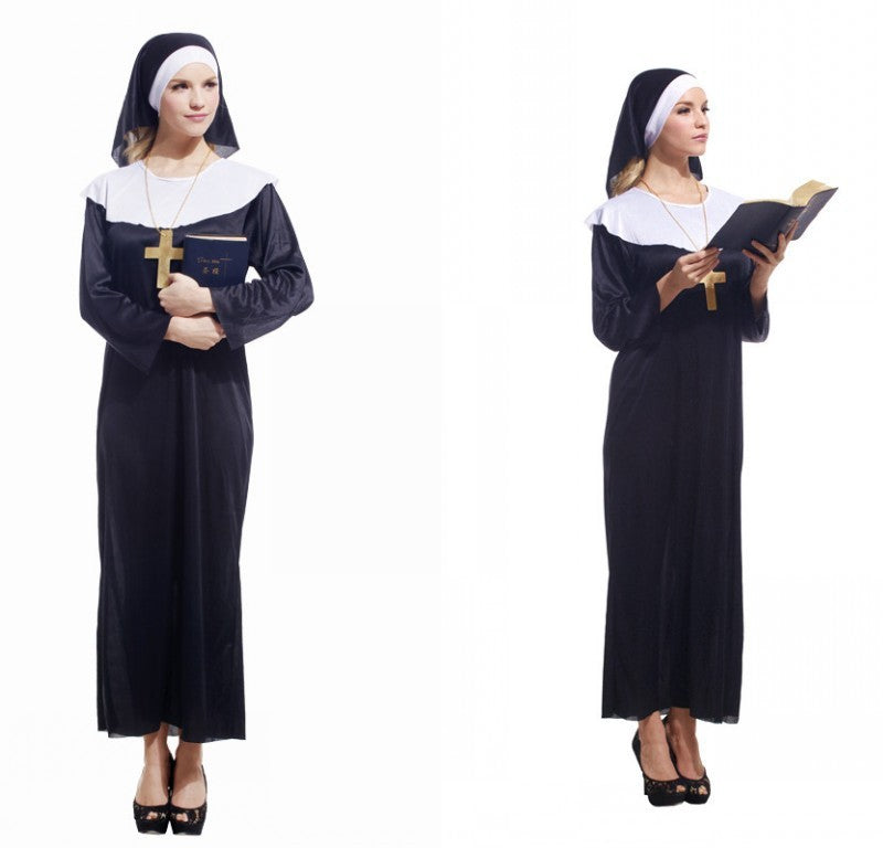 Adult Horror Nun with Cross and Mask Costume – view 8