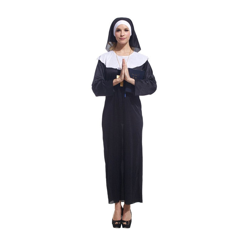 Adult Horror Nun with Cross and Mask Costume – view 7