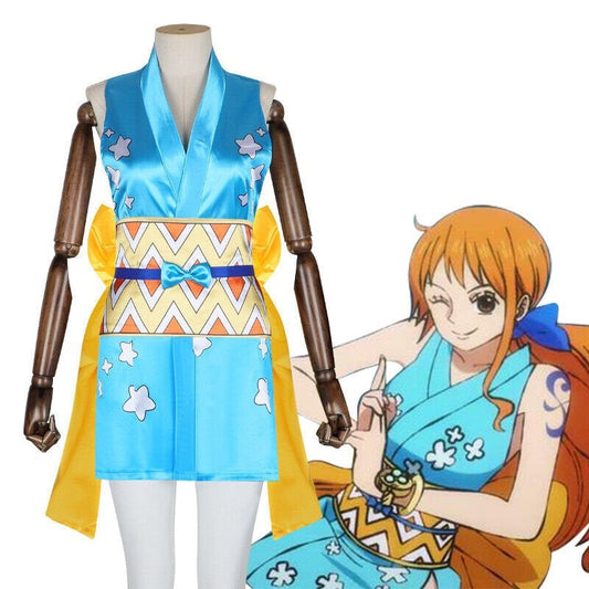 Orange-Haired Anime Kimono Costume