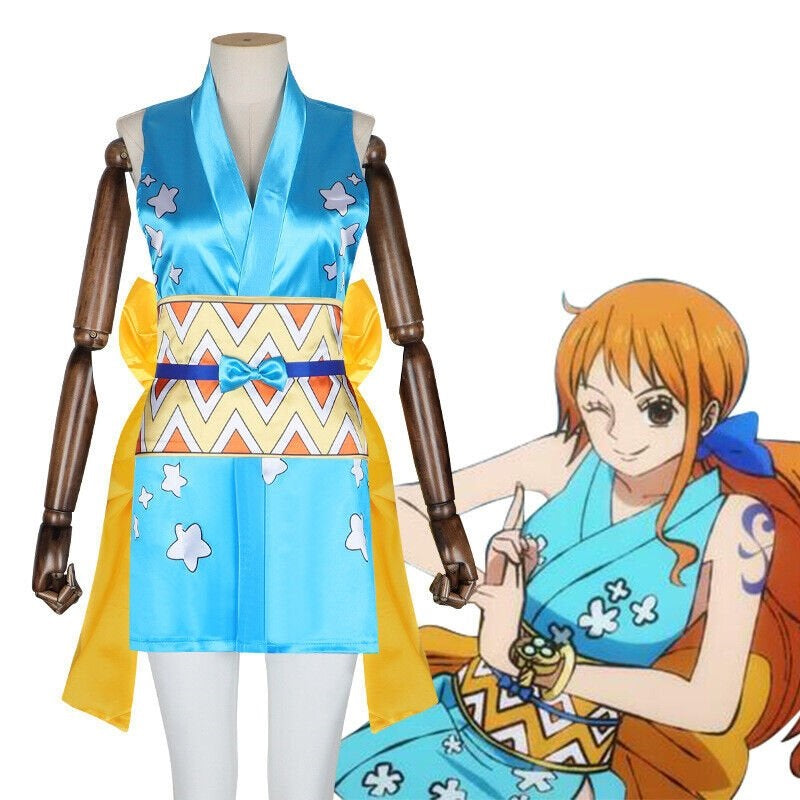Orange-Haired Anime Kimono Costume