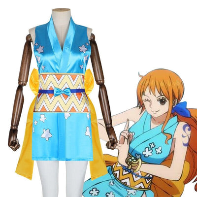 Orange-Haired Anime Kimono Costume