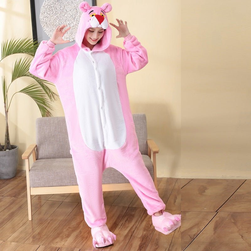 Pink Cartoon Panther Kigurumi Onesie Pyjamas