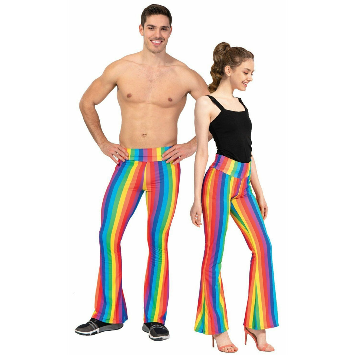 Adult Rainbow Stripe Flare Pants