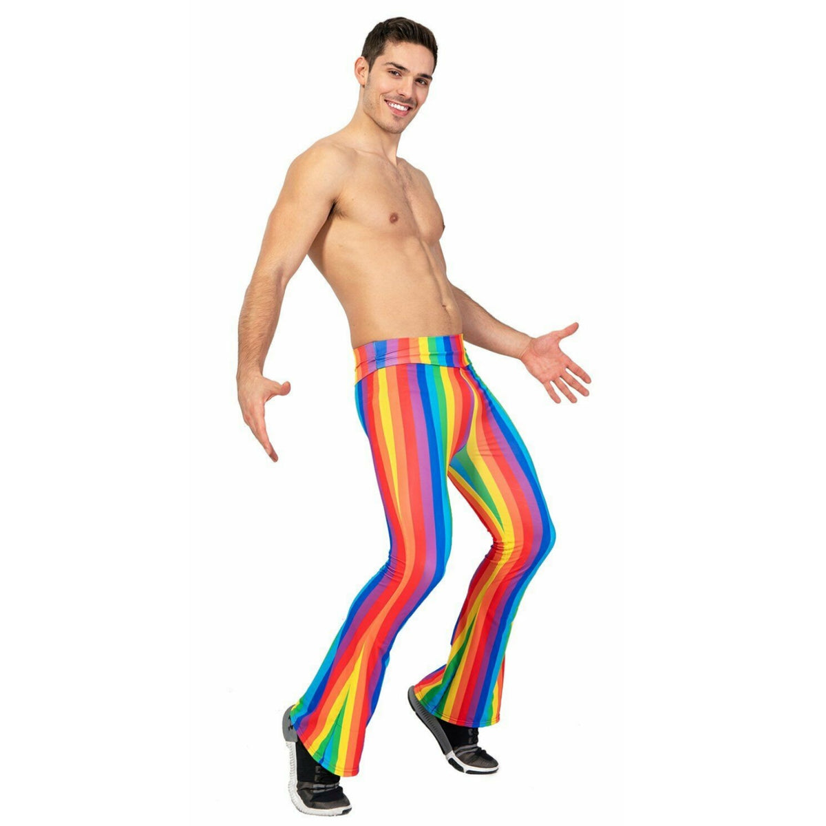 Adult Rainbow Stripe Flare Pants – view 3