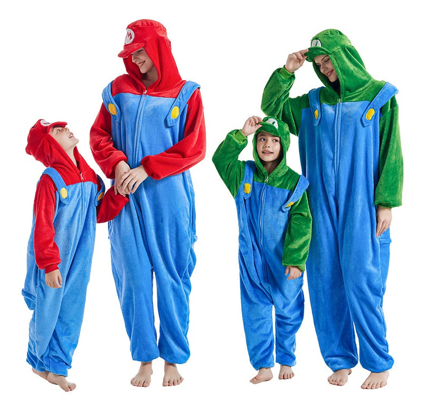 Red and Green Plumber Duo Kigurumi Onesie Pyjamas