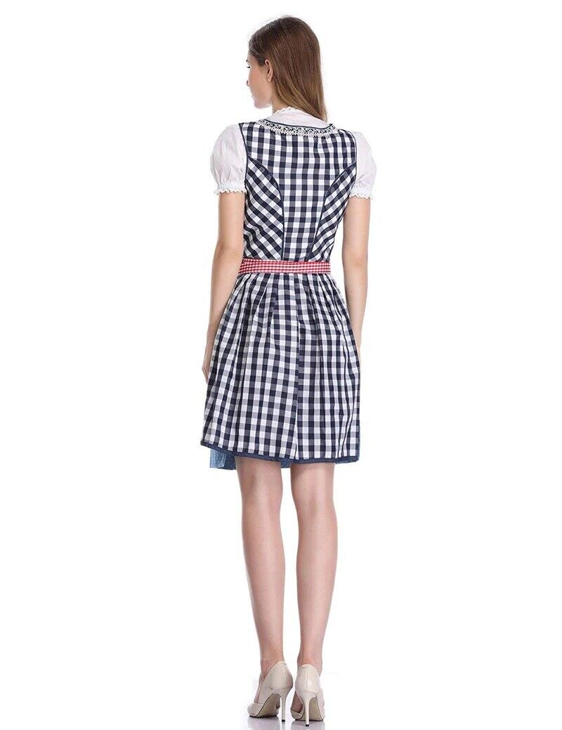 Women's Oktoberfest Beer Maid Dirndl Checked Dress – view 4
