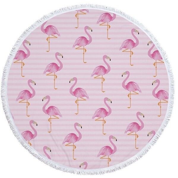 Round Flamingo Mandala Throw Blanket Beach Towel – view 8