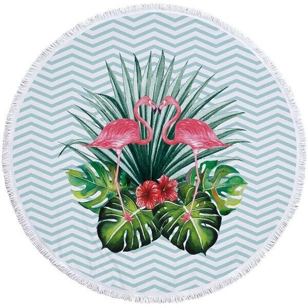 Round Flamingo Mandala Throw Blanket Beach Towel – view 5