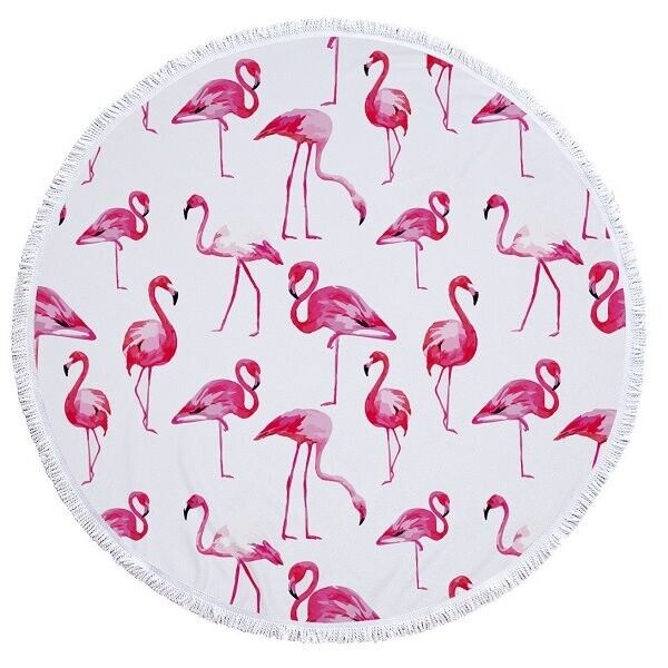 Round Flamingo Mandala Throw Blanket Beach Towel – view 7