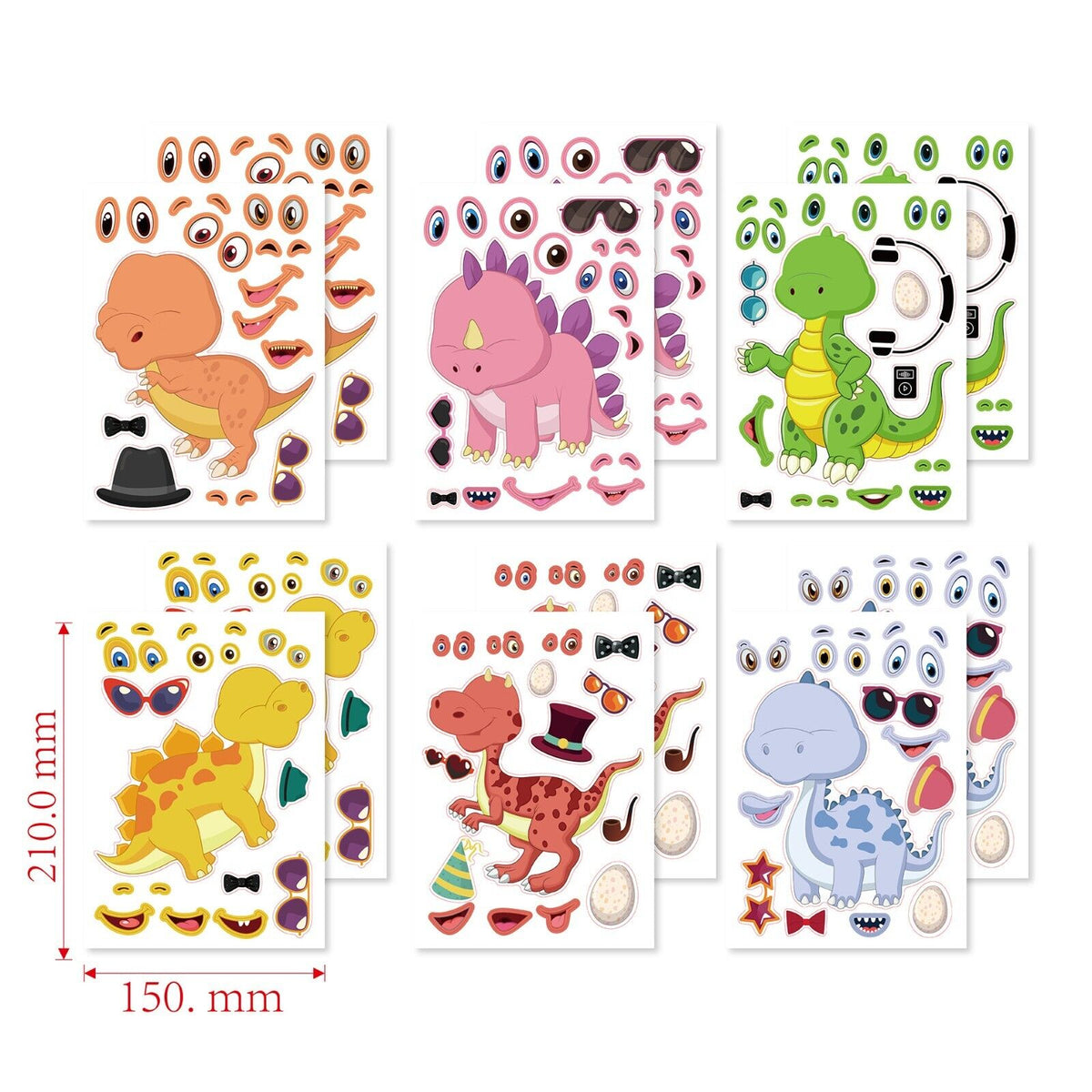 Dinosaur Make-a-Face Sticker Sheets