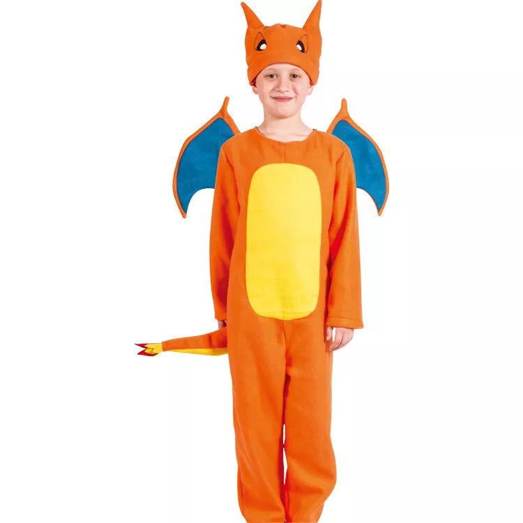 Kids Orange Fire Dragon Kigurumi Onesie Pyjamas