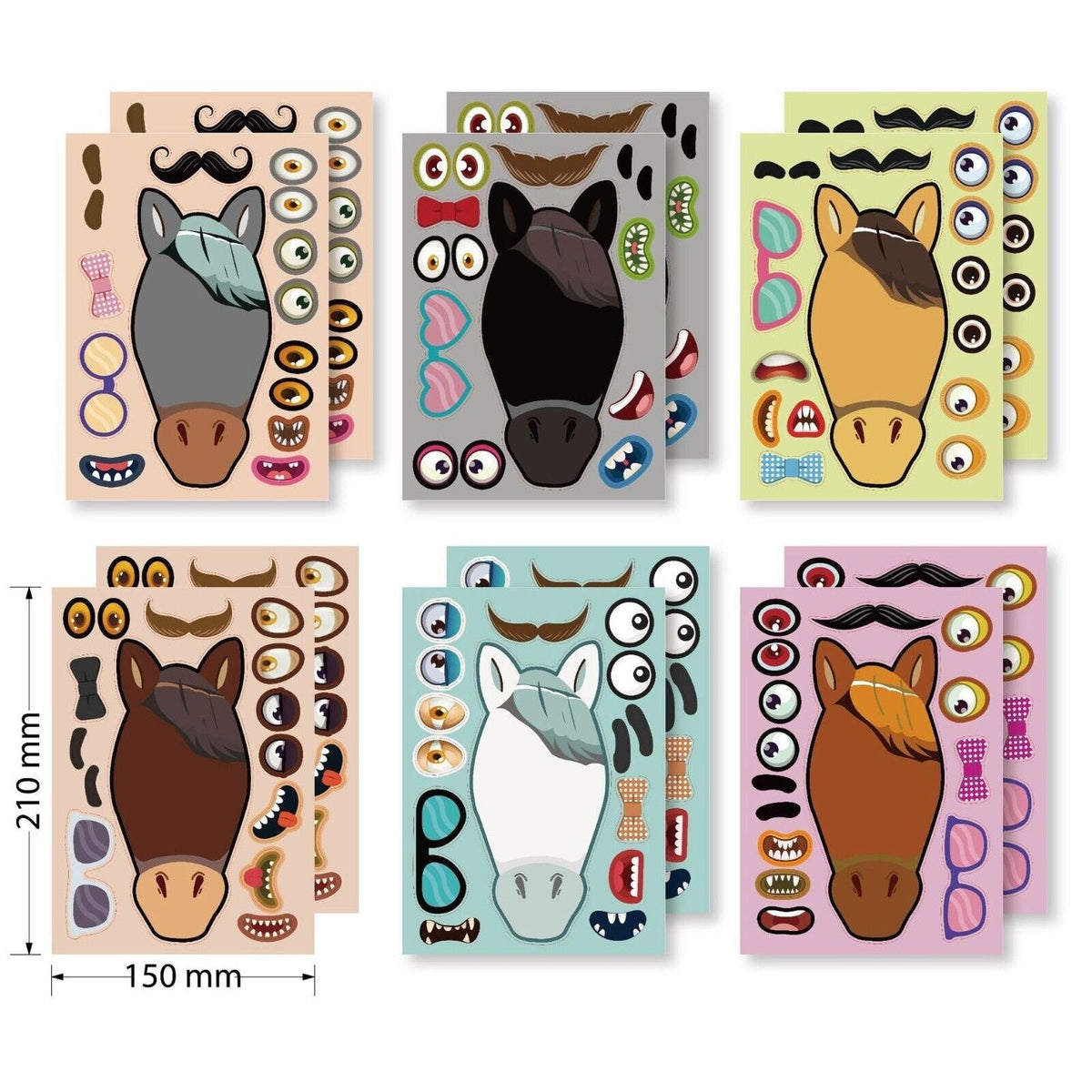 Horse Pony Make-a-Face Sticker Sheets