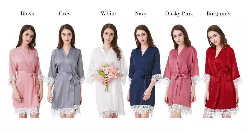 Lace Satin Kimono Bridal Robe – view 2