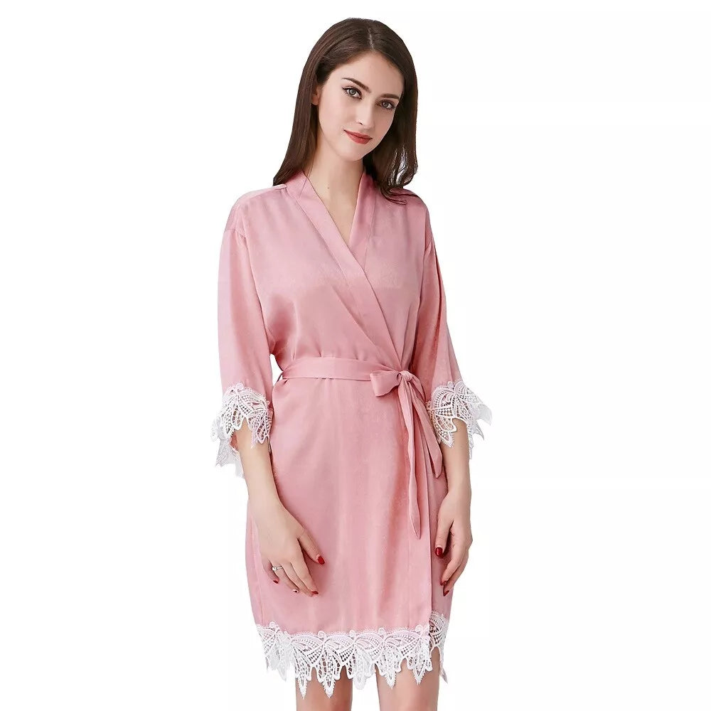 Lace Satin Kimono Bridal Robe – view 3