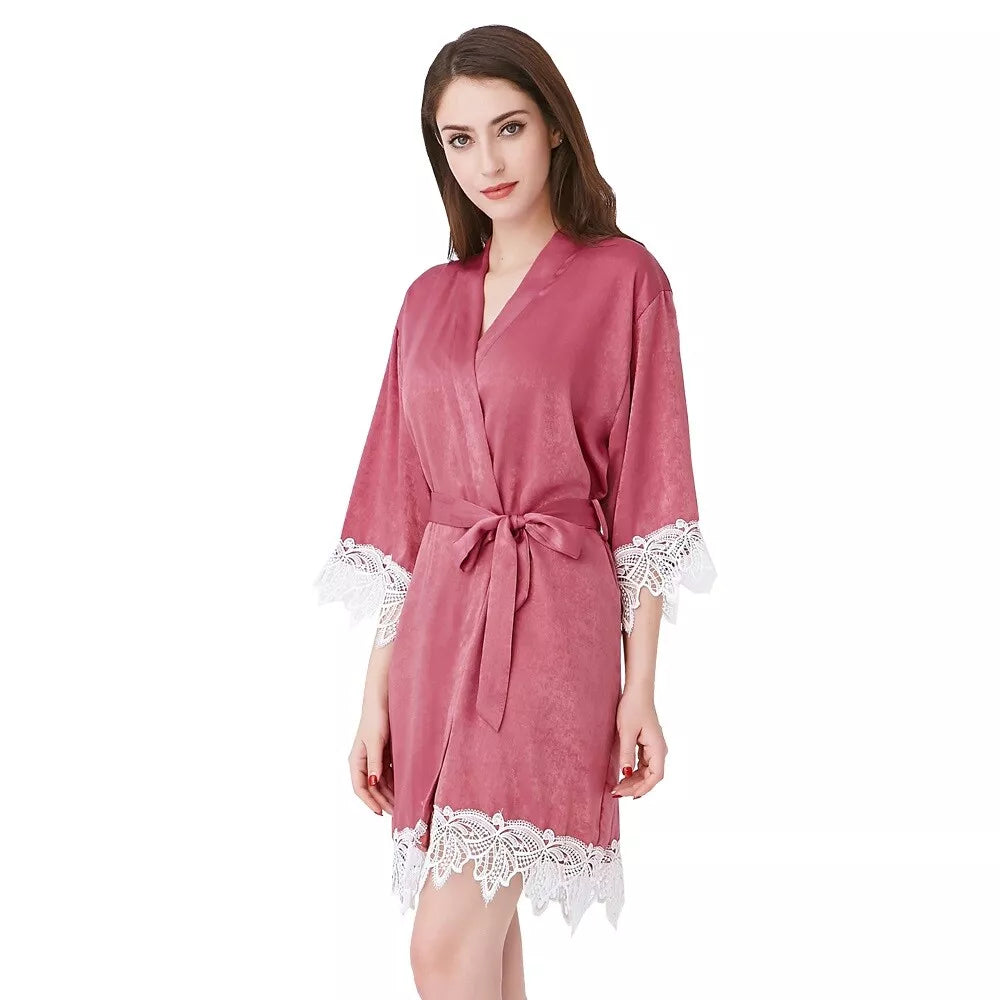 Lace Satin Kimono Bridal Robe – view 4