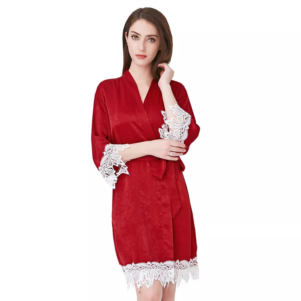 Lace Satin Kimono Bridal Robe – view 6