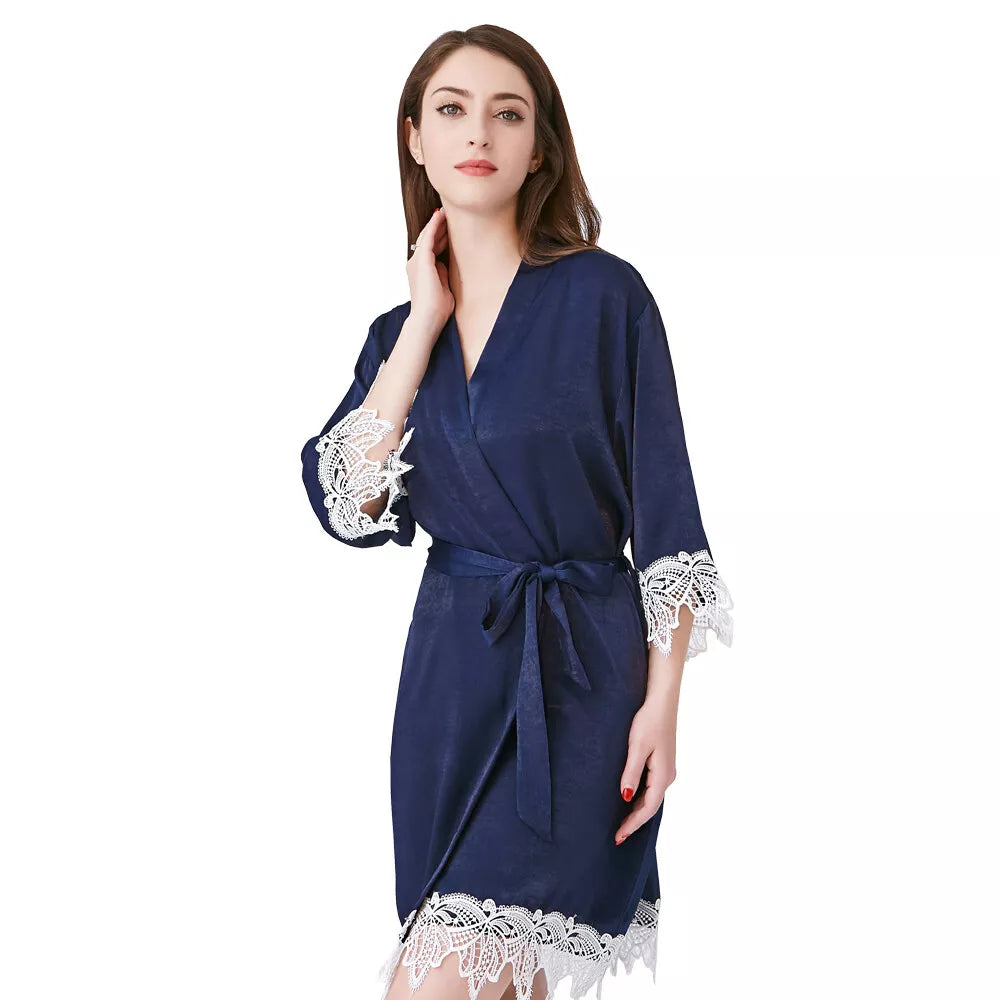 Lace Satin Kimono Bridal Robe – view 7