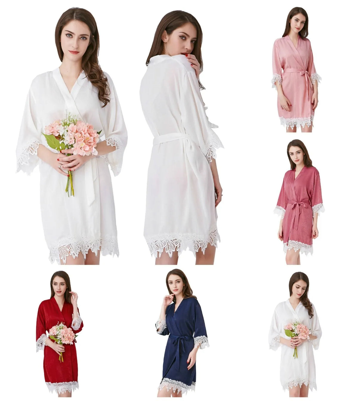 Lace Satin Kimono Bridal Robe