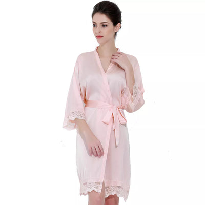 Lace Trim Satin Bride & Bridesmaid Robe – view 3