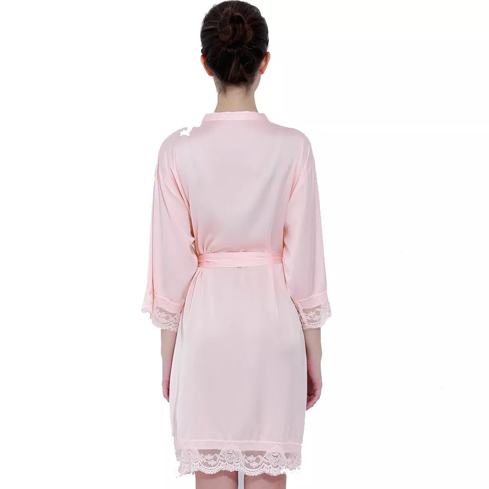 Lace Trim Satin Bride & Bridesmaid Robe – view 4