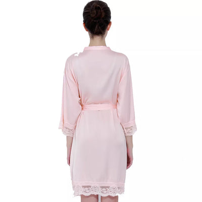 Lace Trim Satin Bride & Bridesmaid Robe – view 4