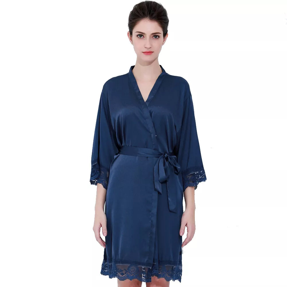 Lace Trim Satin Bride & Bridesmaid Robe – view 7