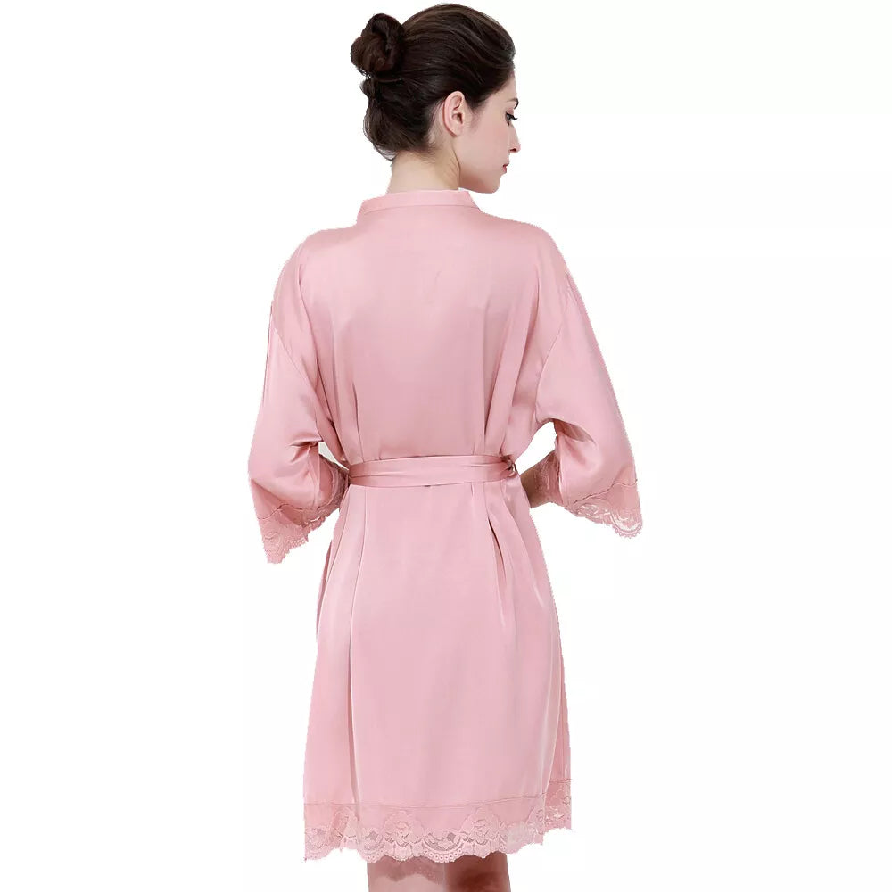 Lace Trim Satin Bride & Bridesmaid Robe – view 10