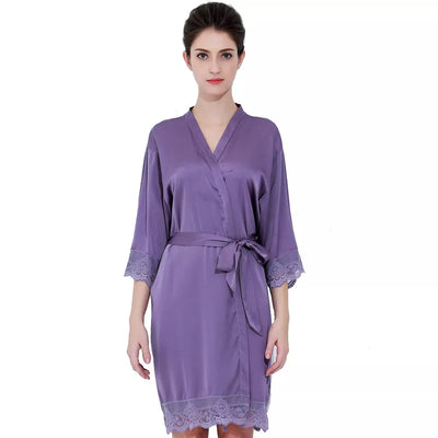 Lace Trim Satin Bride & Bridesmaid Robe – view 11