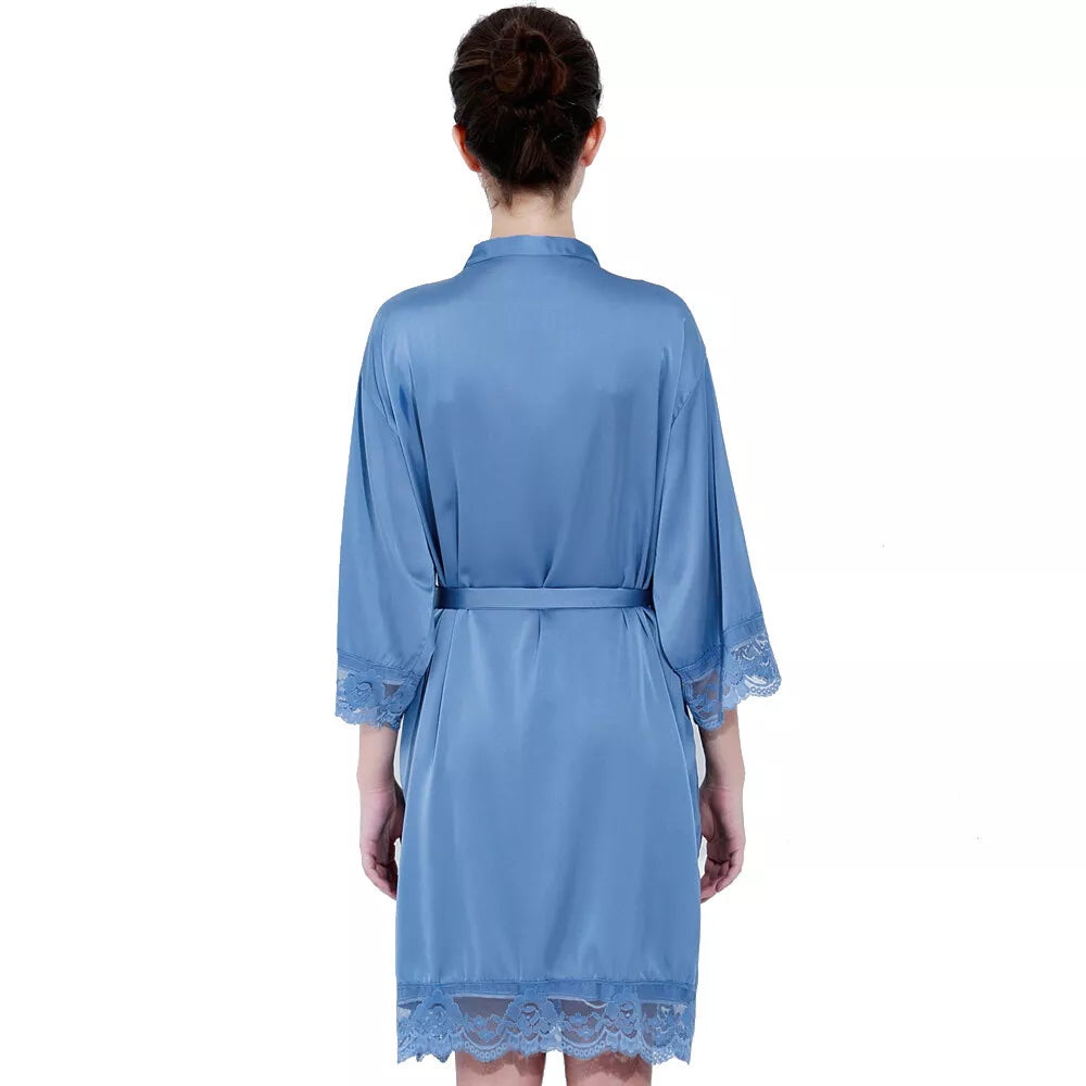 Lace Trim Satin Bride & Bridesmaid Robe – view 16