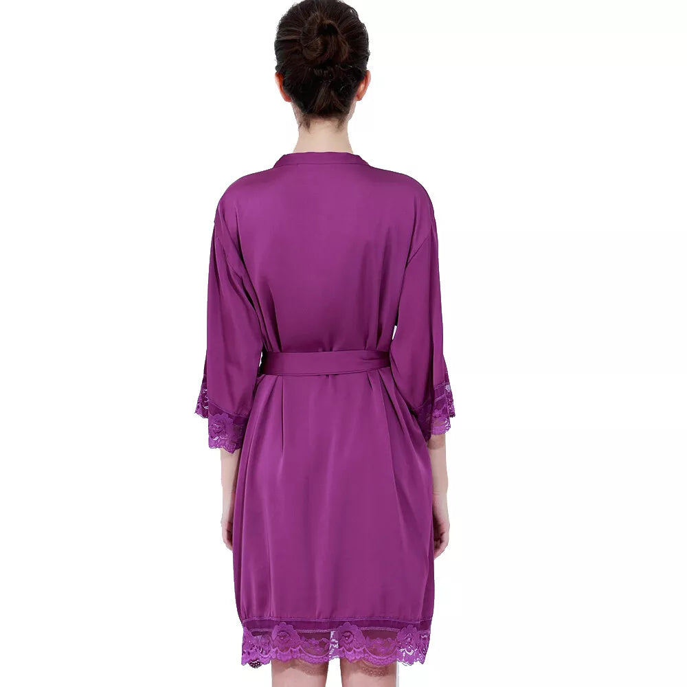 Lace Trim Satin Bride & Bridesmaid Robe – view 18