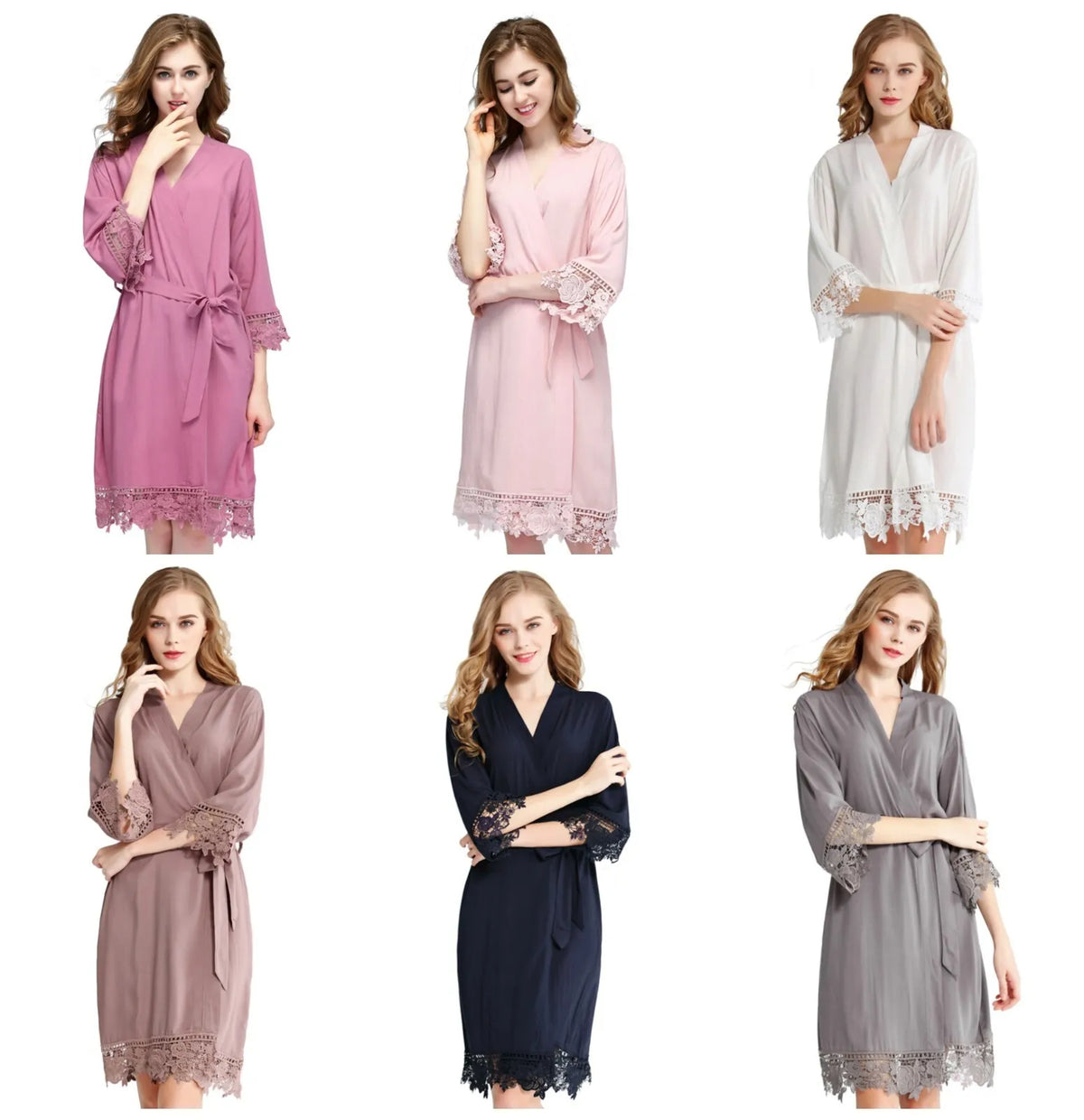 Lace Satin Bridal Sleepwear Robe