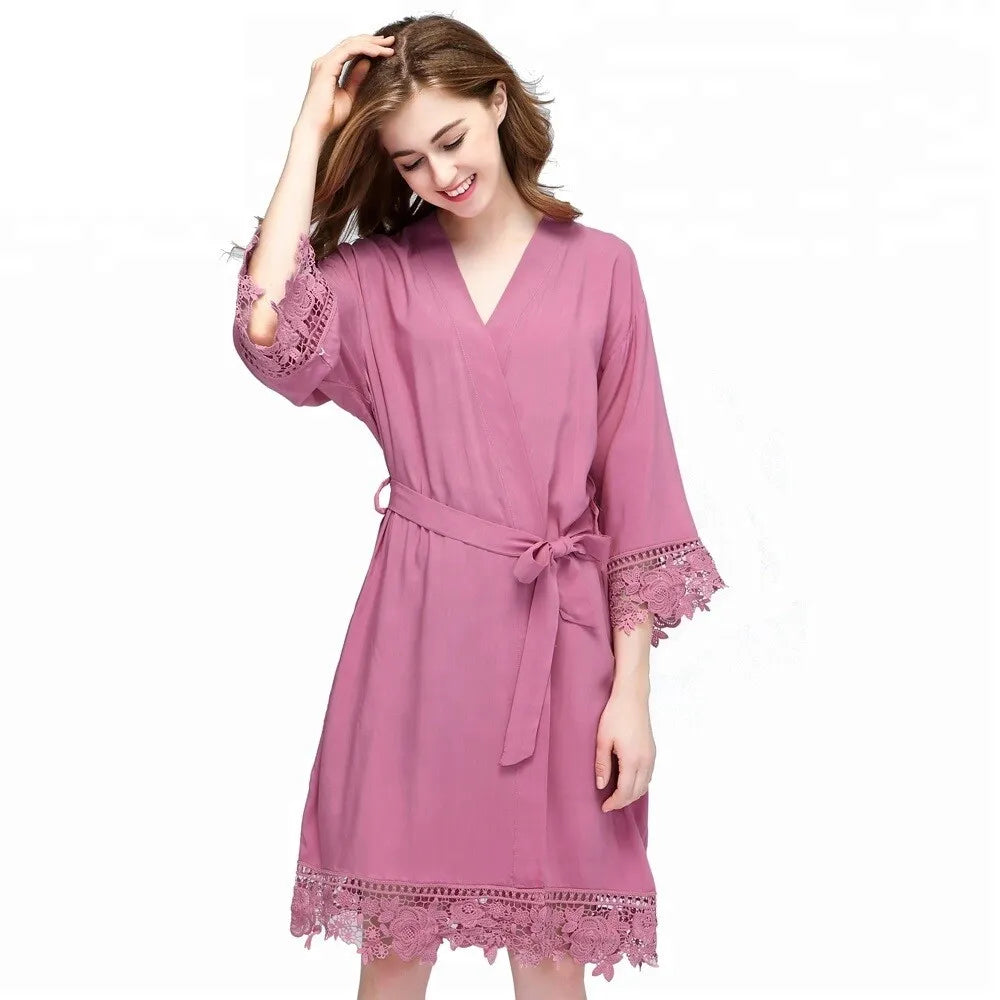 Lace Satin Bridal Sleepwear Robe – view 3