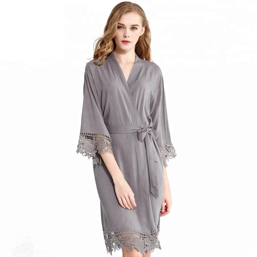 Lace Satin Bridal Sleepwear Robe – view 4