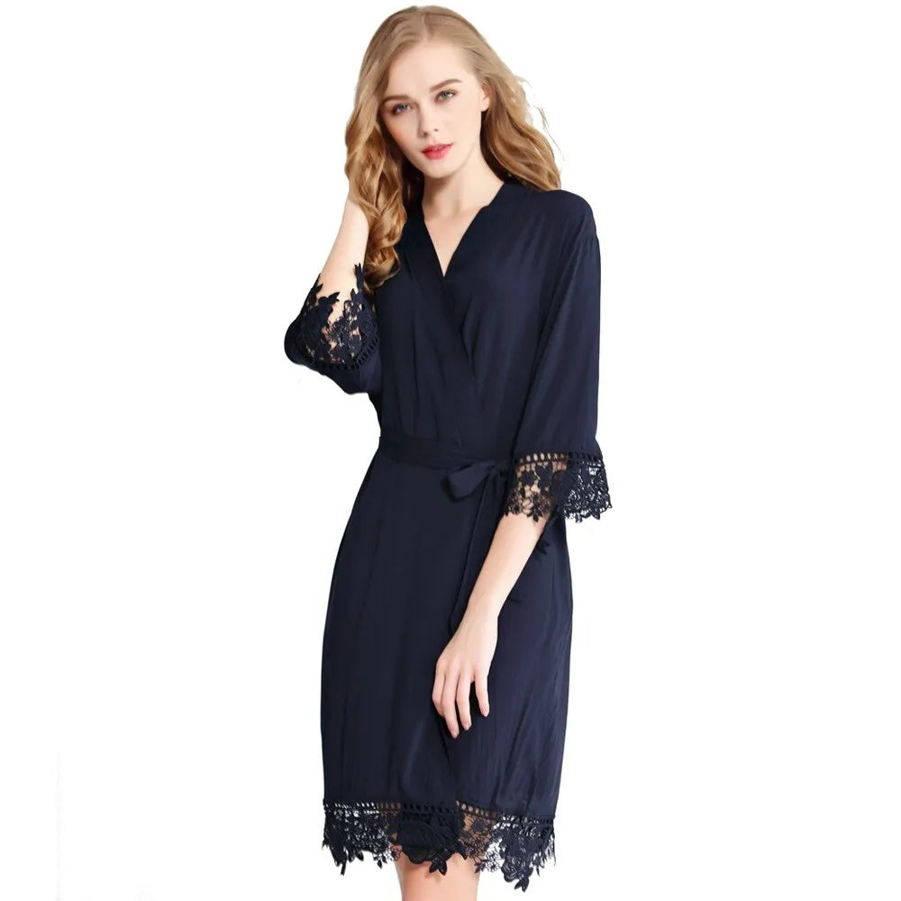 Lace Satin Bridal Sleepwear Robe – view 5