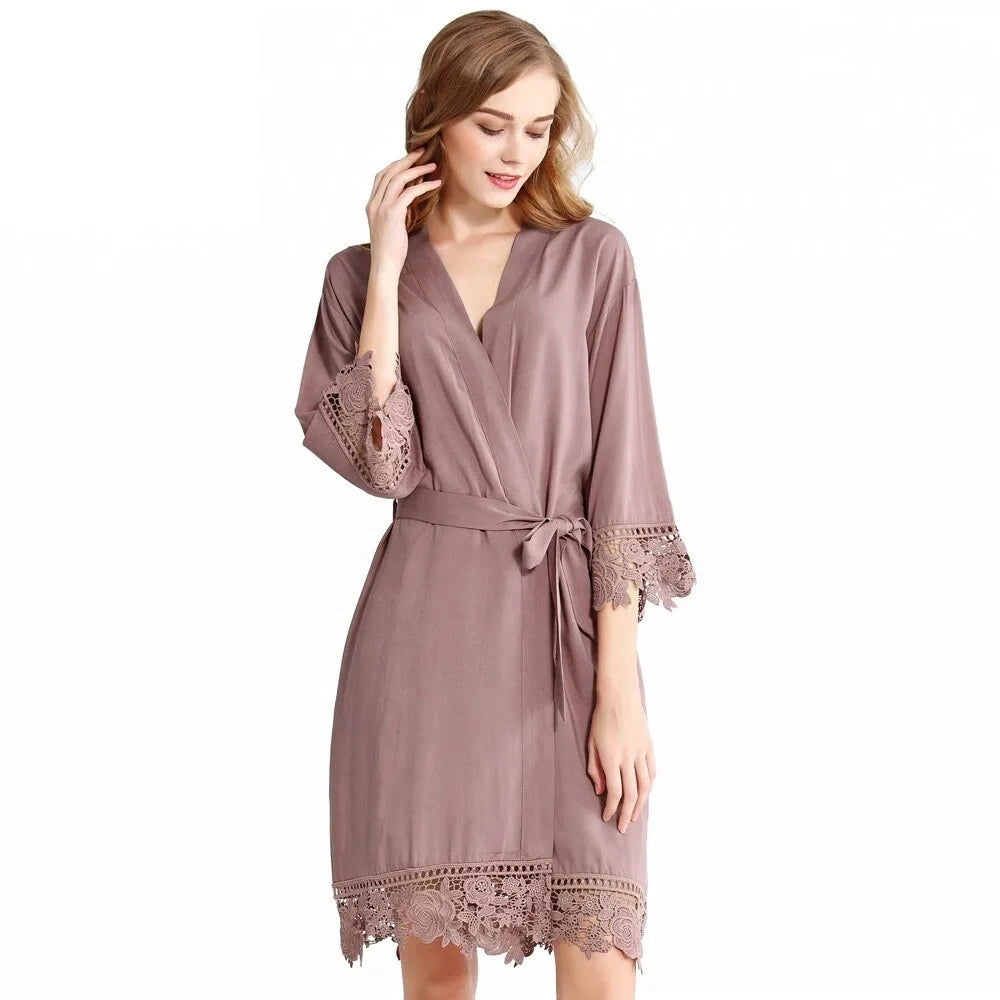 Lace Satin Bridal Sleepwear Robe – view 6