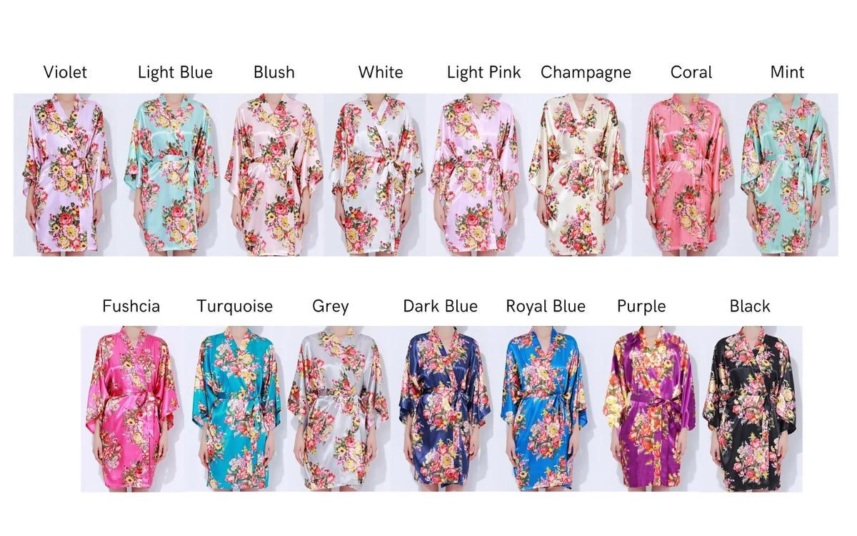 Floral Satin Bridal Robe – view 2