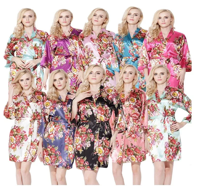Floral Satin Bridal Robe – view 3