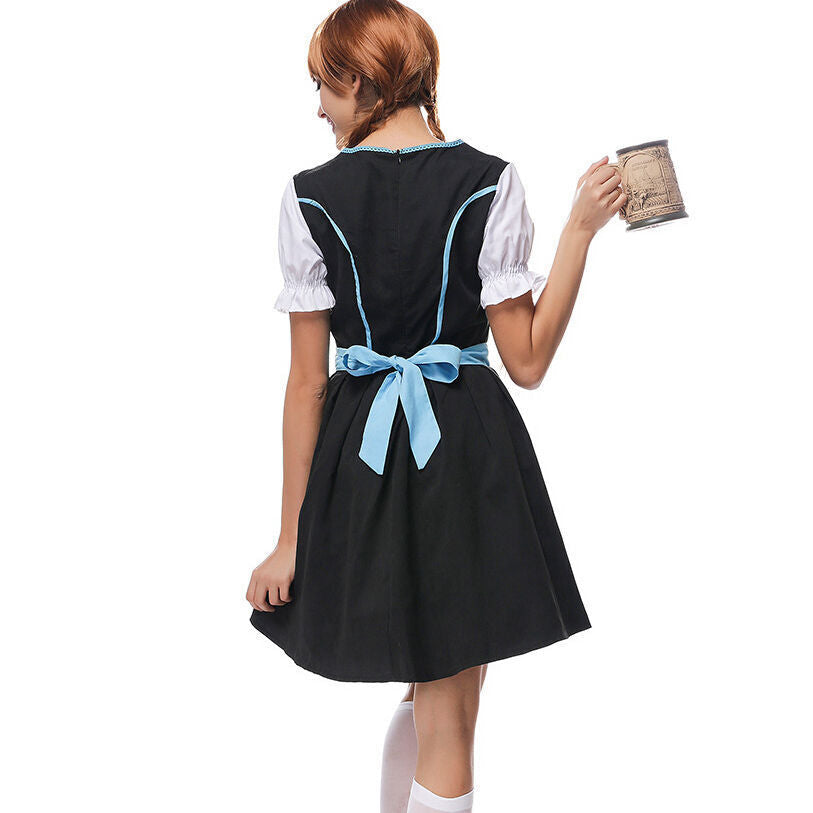 Women's Oktoberfest Bavarian Beer Maid Vintage Light Blue Dress – view 4
