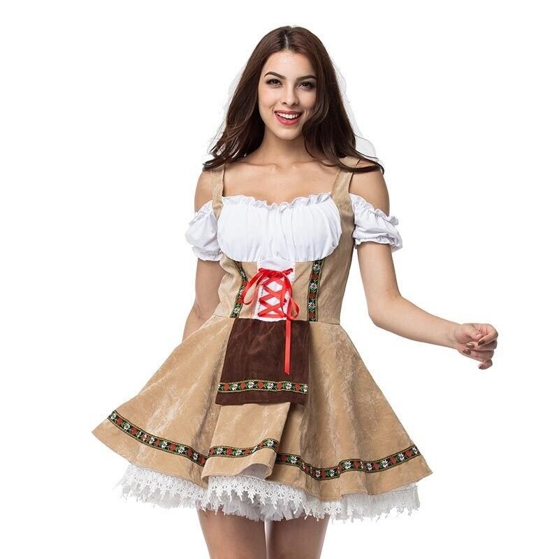 Women's Tan Oktoberfest Dirndl Costume