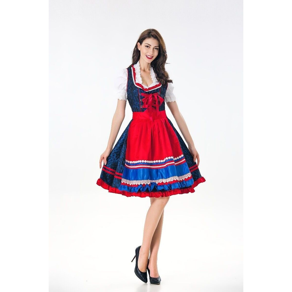 Women's Blue Lace Oktoberfest Dirndl Costume
