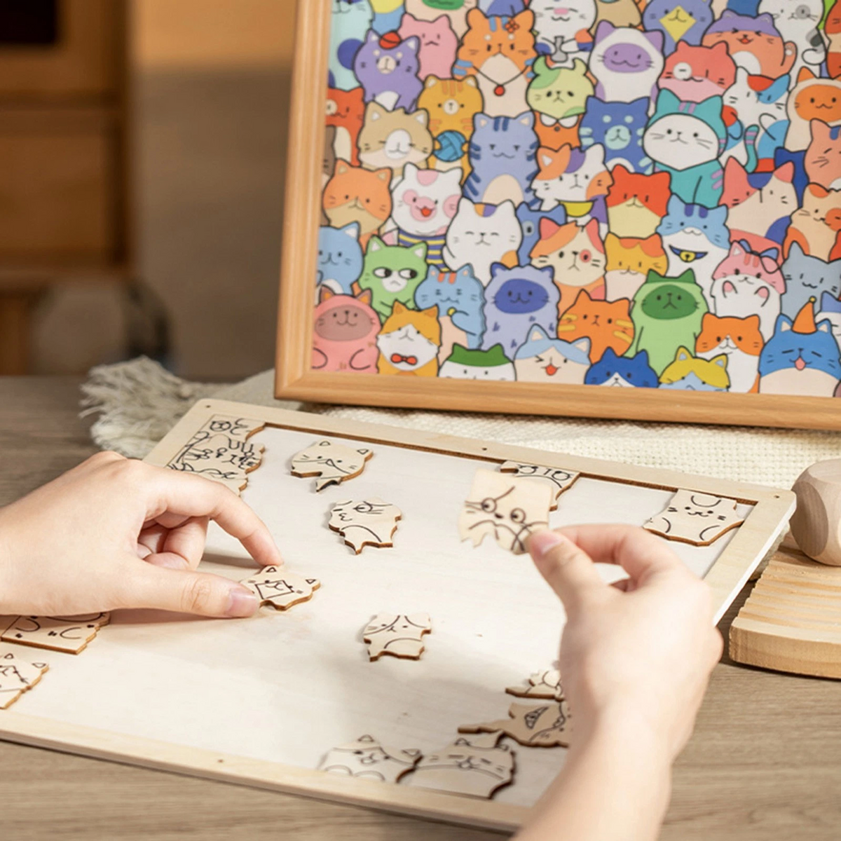 DIY Colour-In Wooden Cat Puzzle with Frame & Markers – view 4